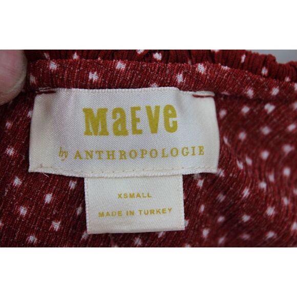 Maeve Anthropologie Rita Ruffled One Shoulder Top XS Polka Dots Red NWT - Picture 10 of 11